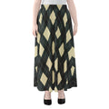 Spruce Blue And Beige Argyle Print Chiffon Maxi Skirt