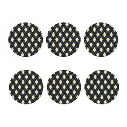 Spruce Blue And Beige Argyle Print Coaster Set