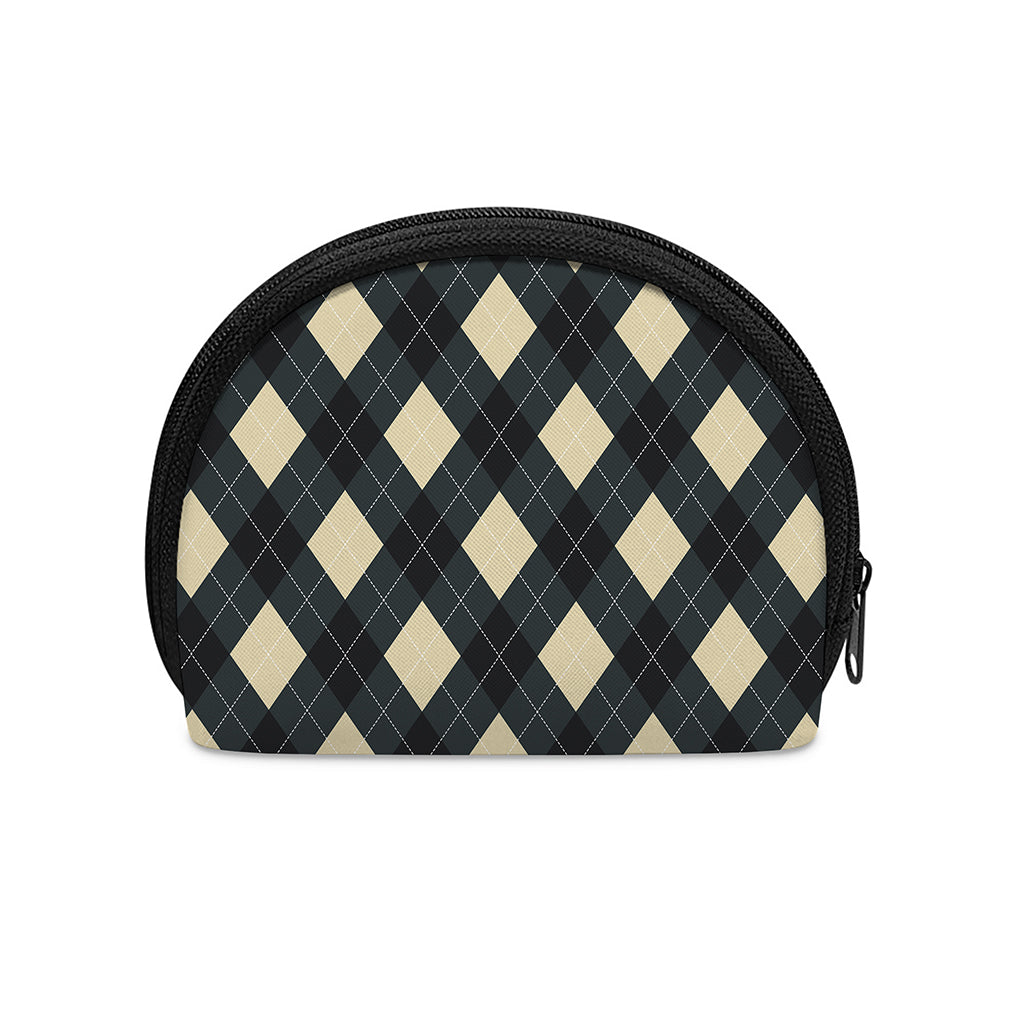 Spruce Blue And Beige Argyle Print Coin Purse