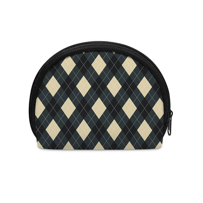 Spruce Blue And Beige Argyle Print Coin Purse