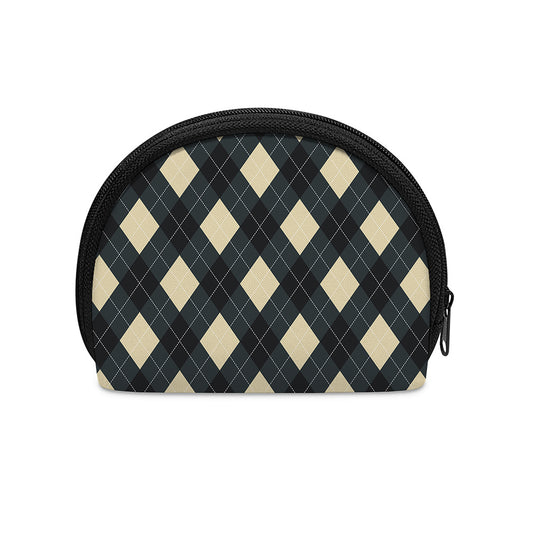 Spruce Blue And Beige Argyle Print Coin Purse