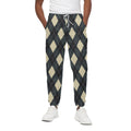 Spruce Blue And Beige Argyle Print Cotton Sweatpants