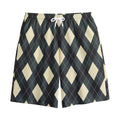 Spruce Blue And Beige Argyle Print Cotton Shorts