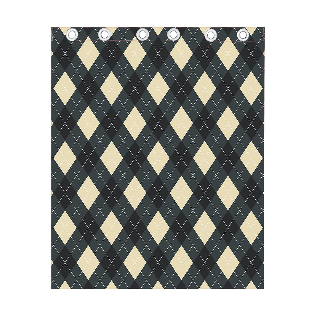 Spruce Blue And Beige Argyle Print Curtain