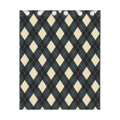 Spruce Blue And Beige Argyle Print Curtain