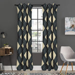 Spruce Blue And Beige Argyle Print Curtain