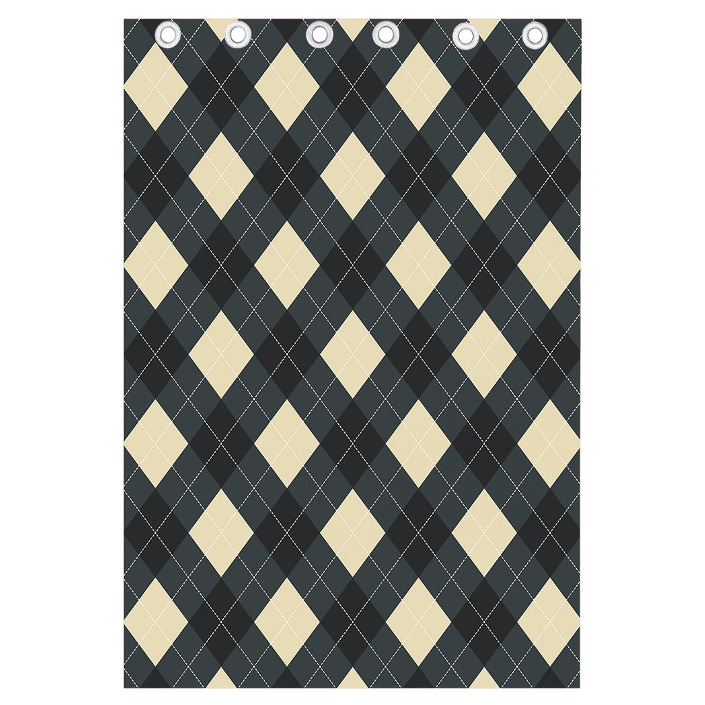 Spruce Blue And Beige Argyle Print Curtain