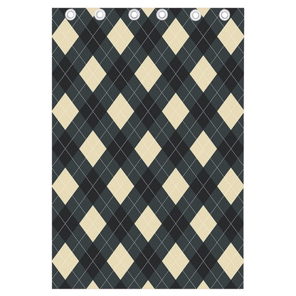 Spruce Blue And Beige Argyle Print Curtain