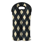 Spruce Blue And Beige Argyle Print Double Neoprene Wine Tote