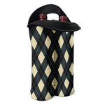 Spruce Blue And Beige Argyle Print Double Neoprene Wine Tote