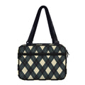 Spruce Blue And Beige Argyle Print Double Strap Bible Bag