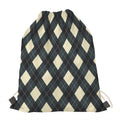 Spruce Blue And Beige Argyle Print Drawstring Bag