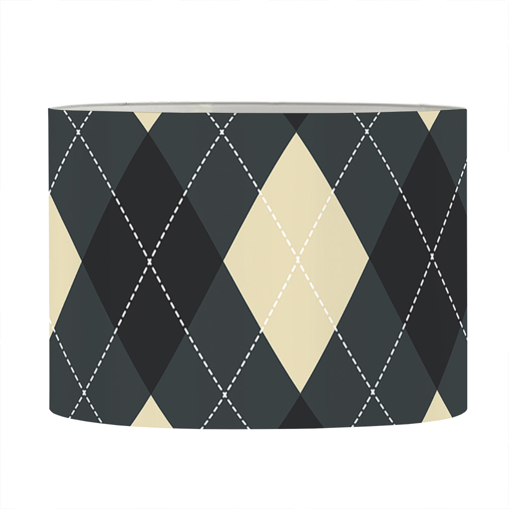 Spruce Blue And Beige Argyle Print Drum Lamp Shade
