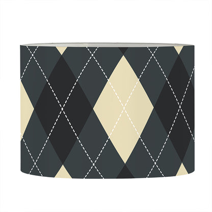 Spruce Blue And Beige Argyle Print Drum Lamp Shade