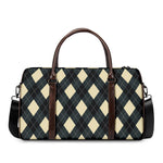Spruce Blue And Beige Argyle Print Duffle Bag