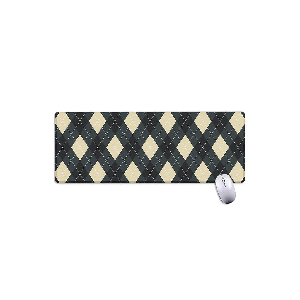 Spruce Blue And Beige Argyle Print Extended Mouse Pad