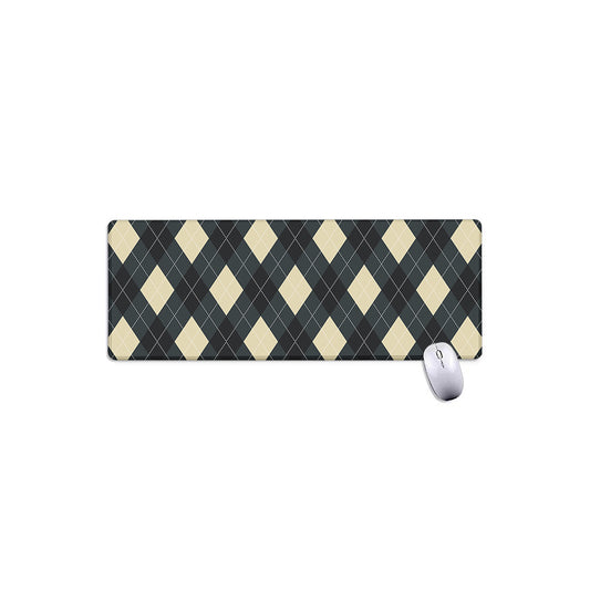 Spruce Blue And Beige Argyle Print Extended Mouse Pad