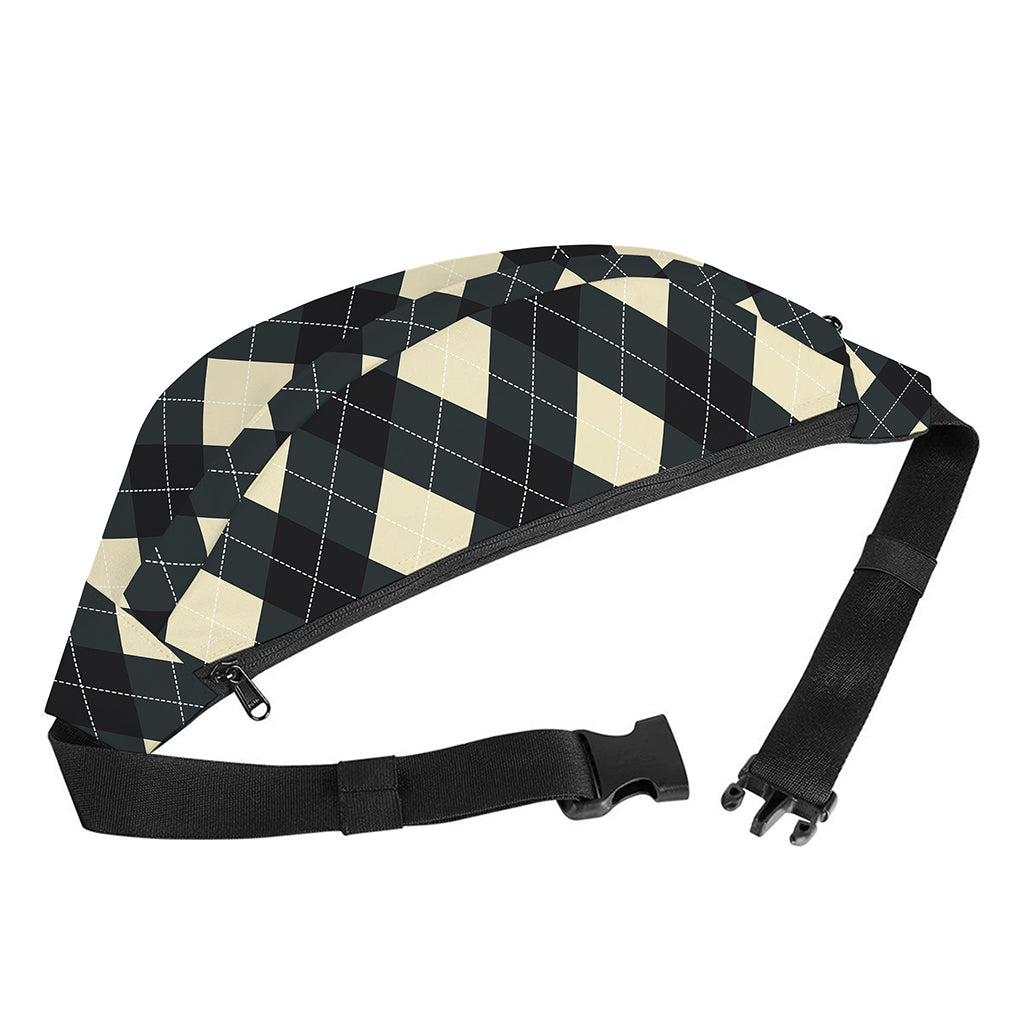 Spruce Blue And Beige Argyle Print Fanny Pack
