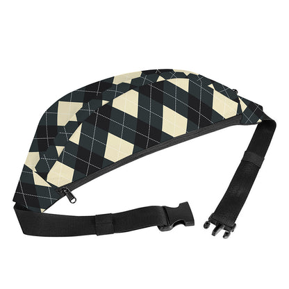 Spruce Blue And Beige Argyle Print Fanny Pack