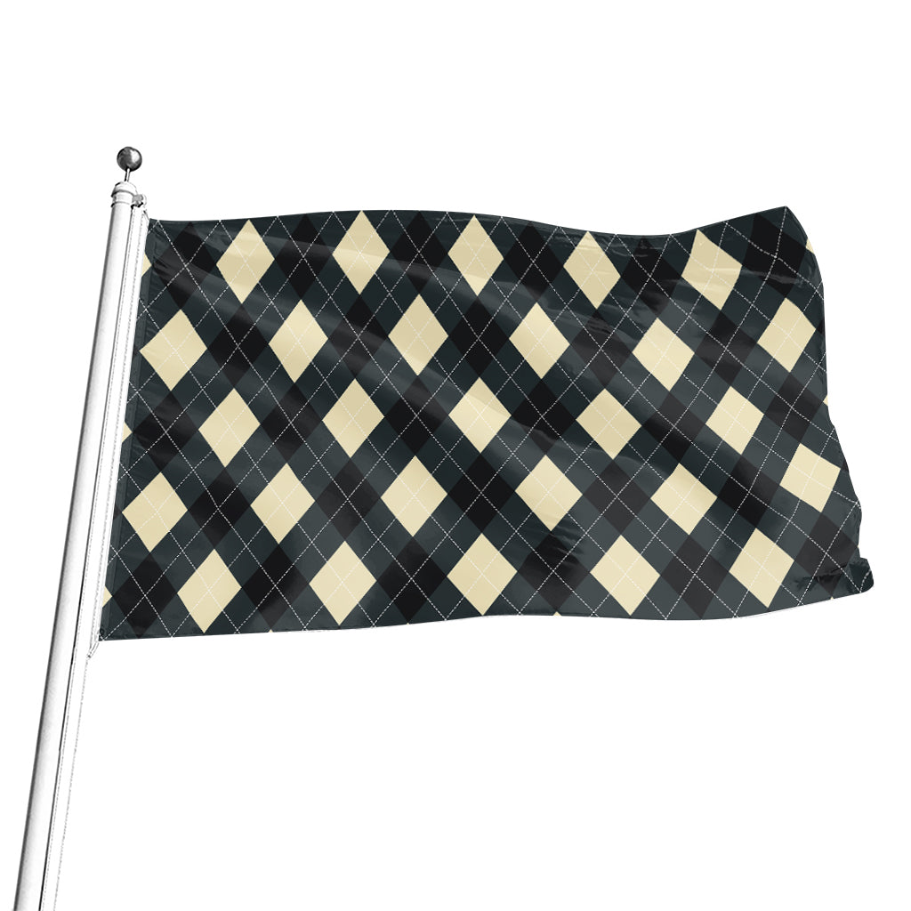 Spruce Blue And Beige Argyle Print Flag