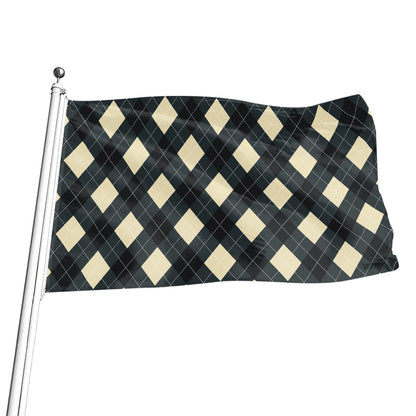 Spruce Blue And Beige Argyle Print Flag