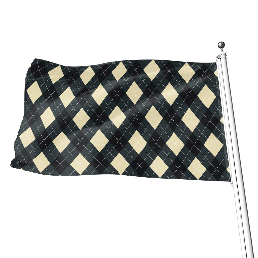 Spruce Blue And Beige Argyle Print Flag