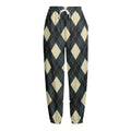 Spruce Blue And Beige Argyle Print Fleece Lined Knit Pants