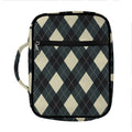 Spruce Blue And Beige Argyle Print Front Pocket Bible Bag