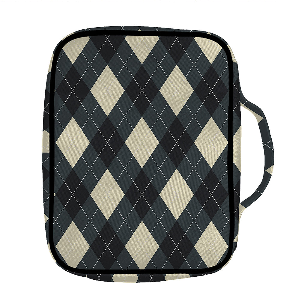 Spruce Blue And Beige Argyle Print Front Pocket Bible Bag