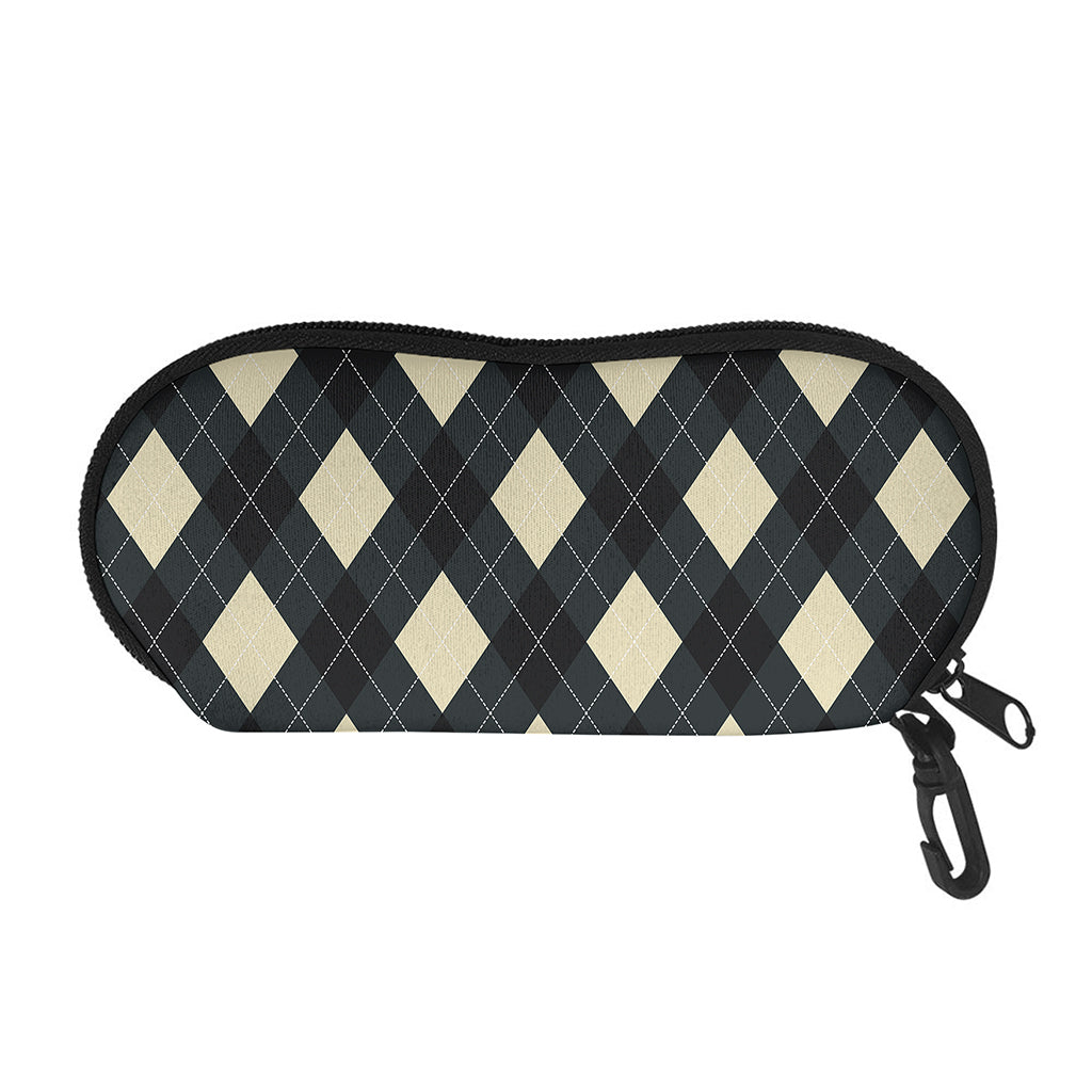 Spruce Blue And Beige Argyle Print Glasses Case