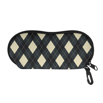 Spruce Blue And Beige Argyle Print Glasses Case