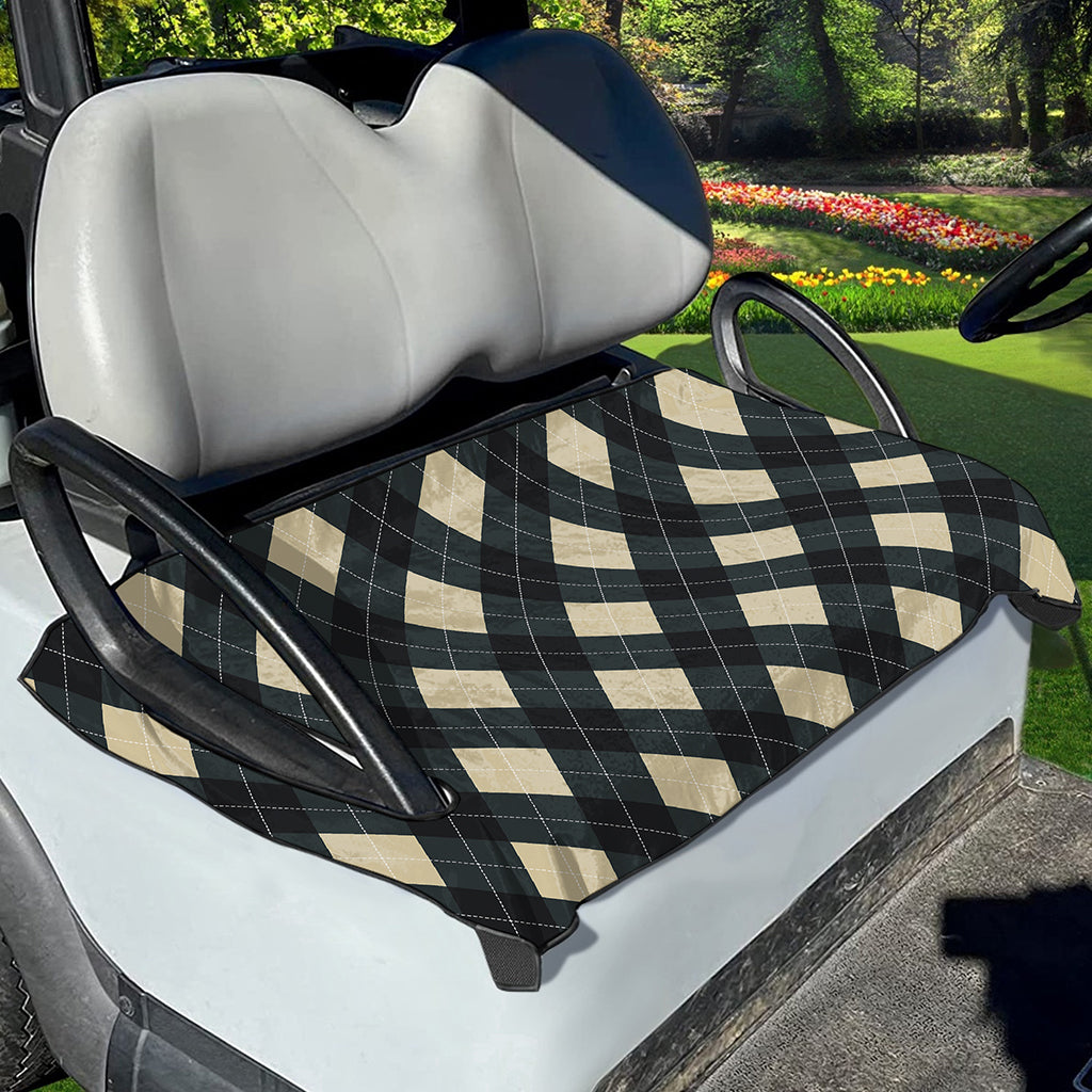 Spruce Blue And Beige Argyle Print Golf Cart Seat Cover