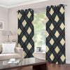 Spruce Blue And Beige Argyle Print Grommet Curtains