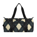 Spruce Blue And Beige Argyle Print Gym Bag