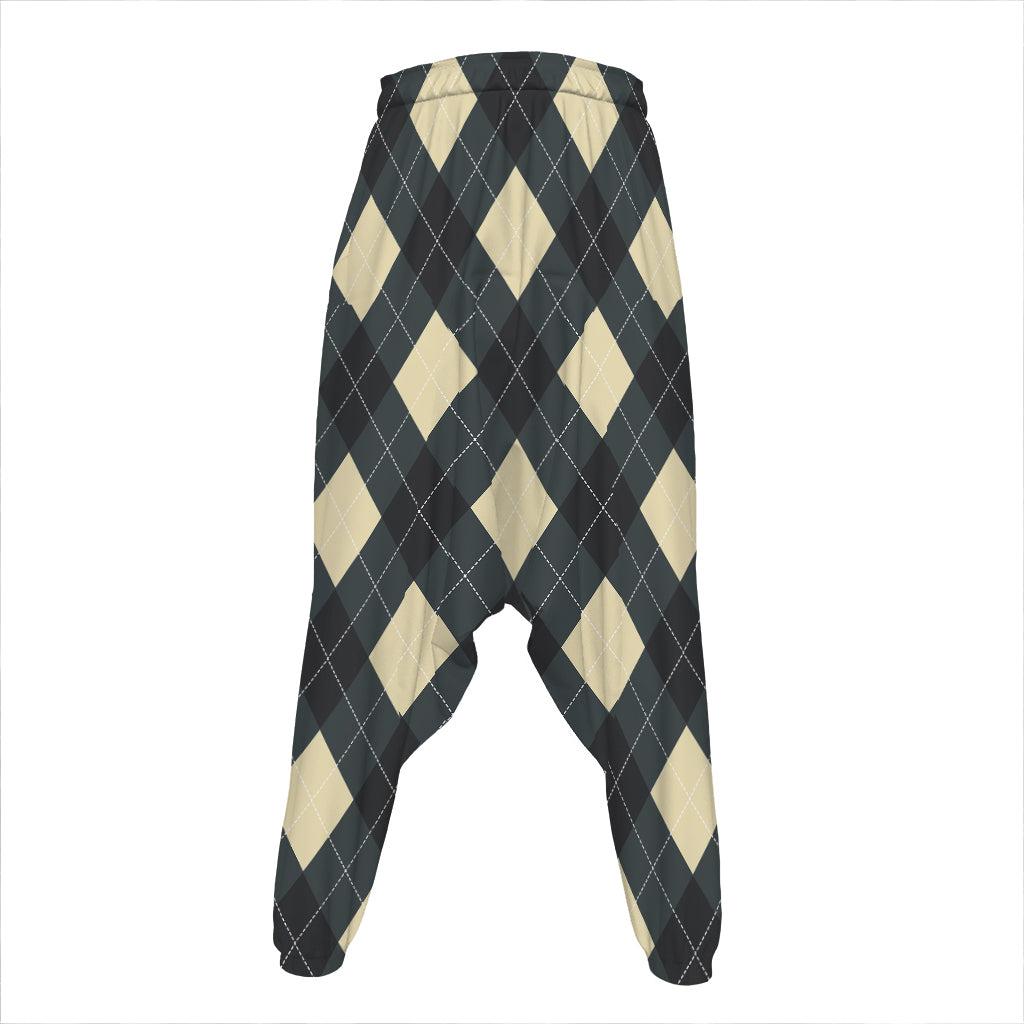 Spruce Blue And Beige Argyle Print Hammer Pants