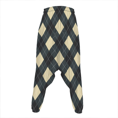 Spruce Blue And Beige Argyle Print Hammer Pants
