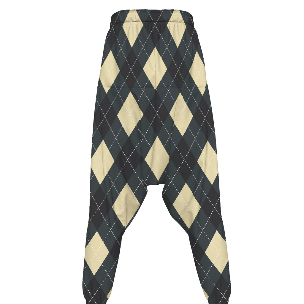 Spruce Blue And Beige Argyle Print Hammer Pants
