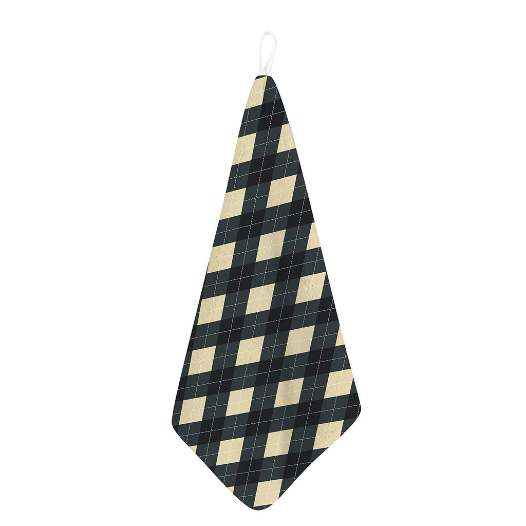 Spruce Blue And Beige Argyle Print Hand Towel