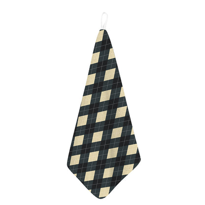 Spruce Blue And Beige Argyle Print Hand Towel