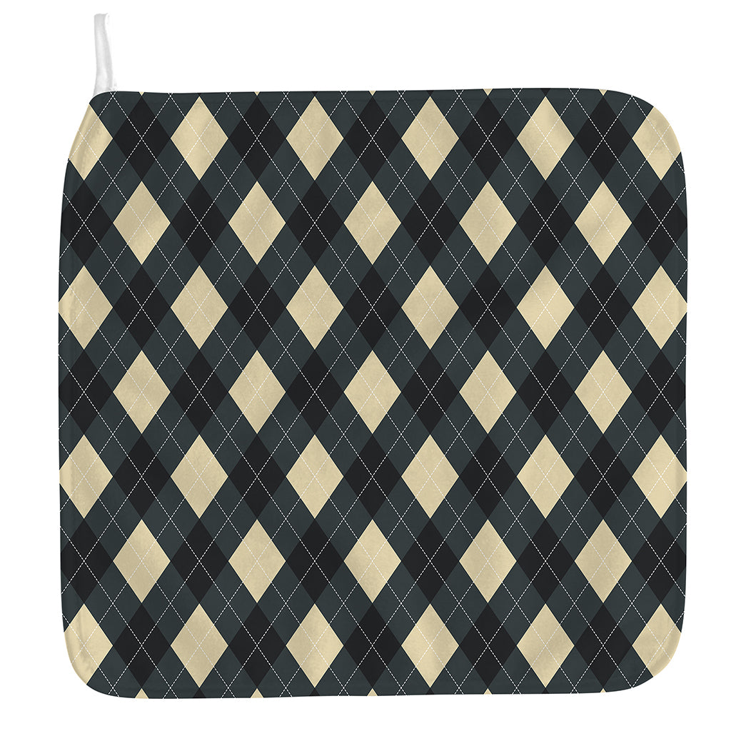Spruce Blue And Beige Argyle Print Hand Towel