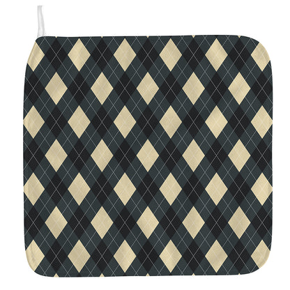 Spruce Blue And Beige Argyle Print Hand Towel