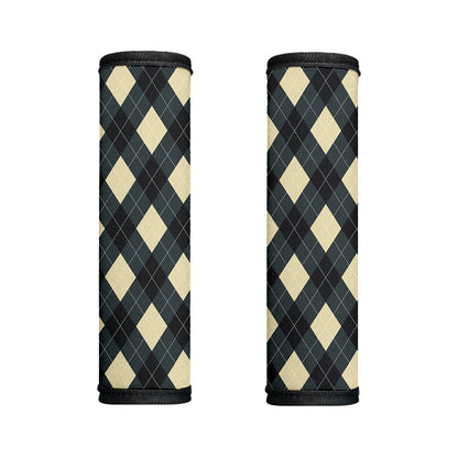 Spruce Blue And Beige Argyle Print Handle Covers