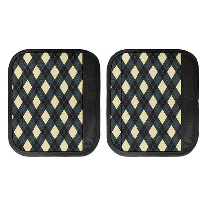 Spruce Blue And Beige Argyle Print Handle Covers