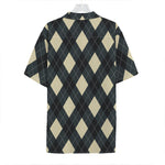 Spruce Blue And Beige Argyle Print Hawaiian Shirt