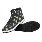 Spruce Blue And Beige Argyle Print High Top Leather Sneakers