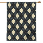 Spruce Blue And Beige Argyle Print House Flag