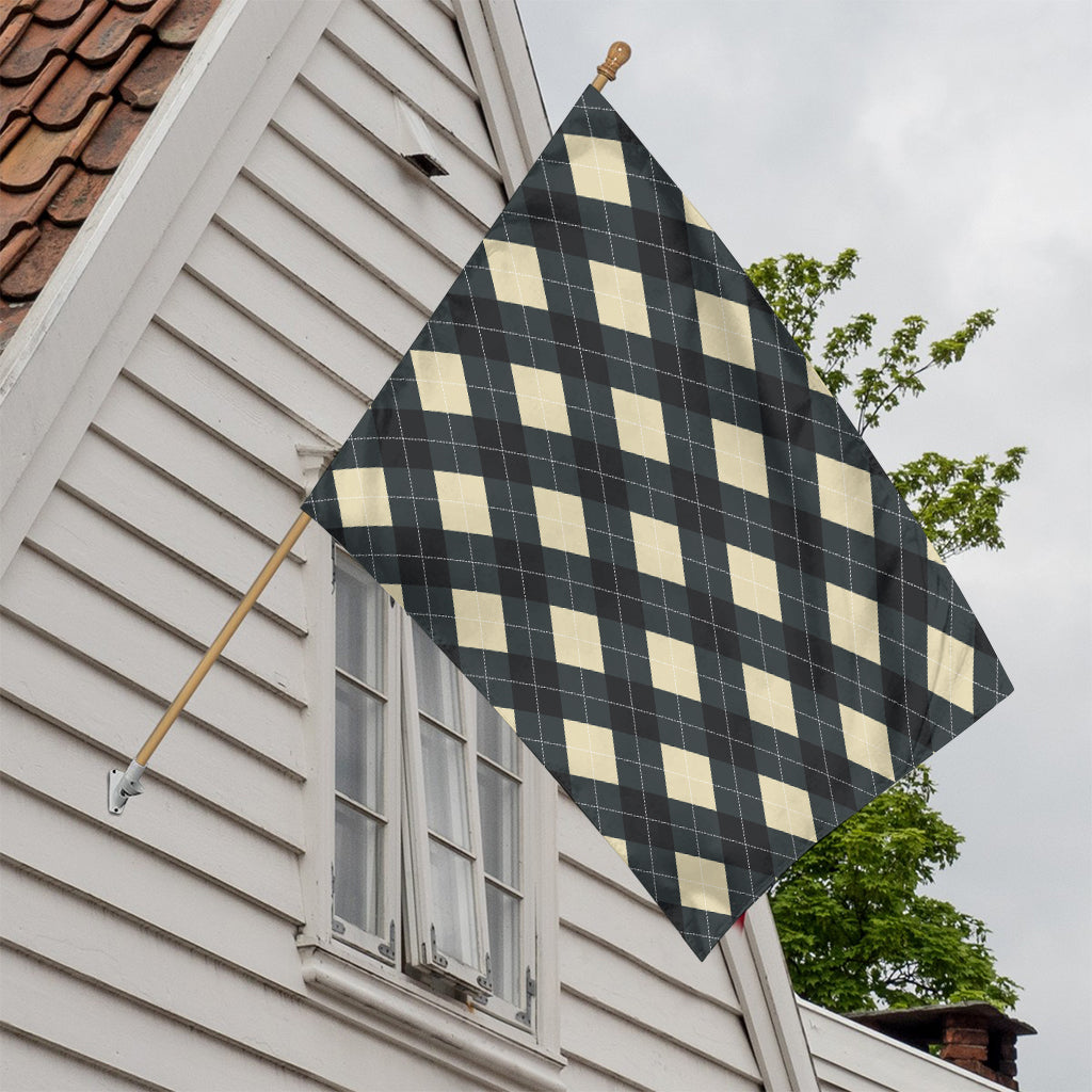 Spruce Blue And Beige Argyle Print House Flag
