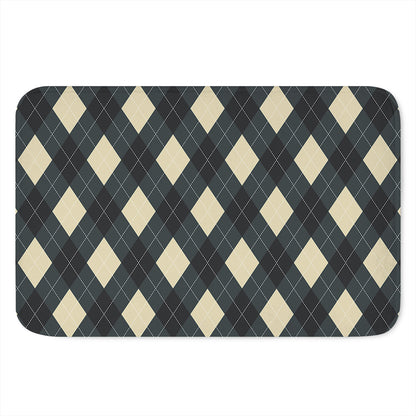 Spruce Blue And Beige Argyle Print Indoor Door Mat