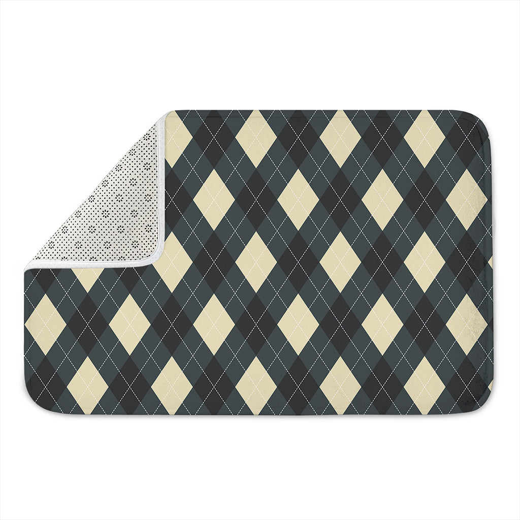 Spruce Blue And Beige Argyle Print Indoor Door Mat
