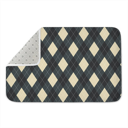 Spruce Blue And Beige Argyle Print Indoor Door Mat